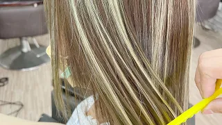 ឆ្កឹះហាយឡាយសក់  #haircolour #haircoloring #haircolors #summerhair #haircolouring #hairtransformation