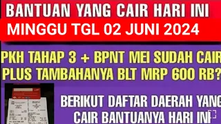 BANTUAN YG CAIR HARI INI MINGGU 02 JUNI 2024 PKH TAHAP 3 & BPNT 400RB DAERAH2 INI MULAI CAIR