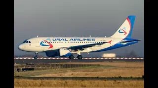 Взлет и посадка Airbus A319 Мин-Воды-Екатеринбург VP-BBG Ural Airlines