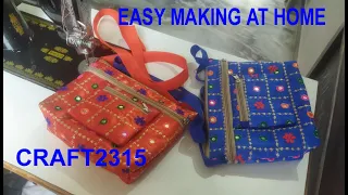 Cute small sling bag / multi pocket -DIY sling bag making /bag banane ka tarika /bag sewing at home