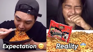 the EXPECTATIONS vs. REALITY of nuclear fire noodles