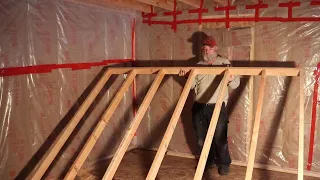 Framing the Kitchen, pantry, and bathroom of the Alaska cabin