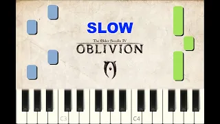 SLOW piano tutorial "THE ELDER SCROLLS : OBLIVION THEME" 2006, with free sheet music (pdf)