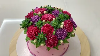 НЕобычные цветы из белкового крема!💖 Торт на День Рождения!😍