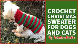 Crochet Christmas Sweater for Dogs and Cats ❆ FREE Crochet Pattern + Video❆