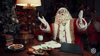 Papai Noel lendo a cartinha do Miguel