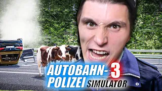 Auto ÜBERSCHLÄGT sich WEGEN Kuh auf Autobahn! | Autobahn Polizei Simulator 3