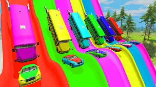 HT Gameplay Crash # 840 | Monster Truck vs Giant Speed Bumps & Cars vs Side Colors High Speed Jumps