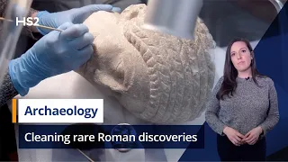 Cleaning reveals remarkable new details on rare Roman busts uncovered in HS2 dig