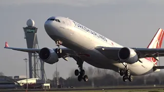 PURE BIG Planes Taking Off at the Polderbaan, Amsterdam Airport B747, A340, B757, A330, A350