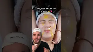 CRAZY BOYFRIEND SKINCARE ROUTINE!😱 (follow for more!💗) #skincare #skincareroutine #beauty #skin