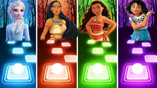 Frozen Elsa Vs Pocahontas Vs Moana Vs  Encanto Mirabel - Tiles Hop EDM!