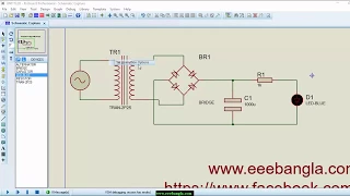 Simulate full wave bridge rectifier with proteus