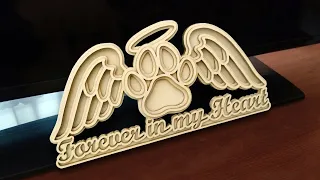 Process of making scroll saw project - Paw with wings (dog memorial)