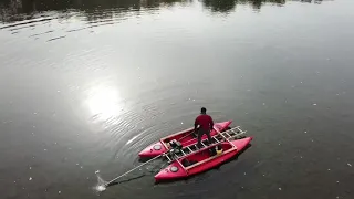 DIY kayak catamaran with mud motor