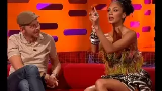 Nicole Scherzinger with Tom Hanks on British TV