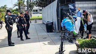 Santa Monica Officers Engage with Homeless Individual Blocking Beach Restroom