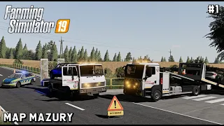 Buying a new truck and rescuing cars | Map Mazury | Farming Simulator 19 | Episode 1