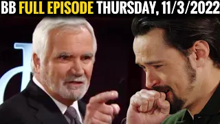 Full CBS New B&B Thursday, 11/3/2022 The Bold and The Beautiful Episode (November 3, 2022)