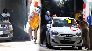 Dumping Gasoline On Cars In The Hood Prank GONE VERY WRONG!