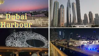 Dubai Harbour Day & Night Walk | Tourist Attraction | Dubai Marina | Walking Tour