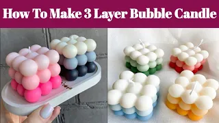 How To Make 3 Layer Bubble candle at Home || Double Wax Blend Candle making || soy wax vs Parrafine