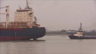 AS VEGA Container Ship, heading for Tilbury. 09/01/2018. Thames Shipping by R.A.S.