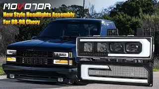 MOVOTOR Newest Design Headlight for 88-98 Chevy Upgrade to LEDs.