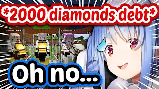 Pekora borrows *2000 DIAMONDS* to bet on horse racing - Summer Festival Minecraft 【ENG Sub Hololive】