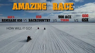 AMAZING RACE GEN 5 850 VS 850 BACKCOUNTRY VS 900ACE TURBO VS GSX 600 WHO WILL WIN