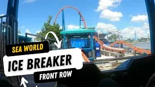 Ice Breaker Roller Coaster | Sea World | 4k | Front Row