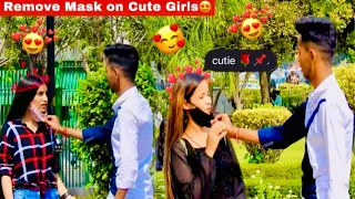 Face Removing Mask on cute Girl's (epic reaction) || APR BOYZZ