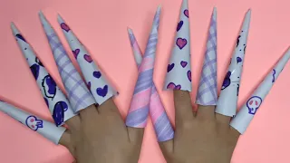 How to make KUROMI theme paper nails tutorial | Easy DIY nails Sanrio 💅💜 #paperdiy #papercraft