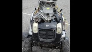 350 SMALL BLOCK CHEVY IN LAWN MOWER START UP*MONSTER MOWER,CRAZY,SICK INSANE