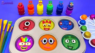 Numberblocks Satisfying Video l Playdoh Lollipop Candy With Glitter Rainbow Cutting ASMR #115 Color