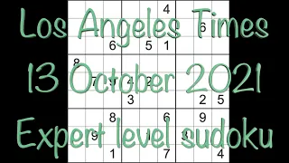 Sudoku solution – Los Angeles Times sudoku 13 October 2021 Expert level