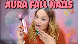 AURA FALL NAILS | TRYING AIRBRUSH FOR THE FIRST TIME | UNBOXING | Builder Gel Nails Tutorial