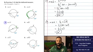 Big Ideas Math [IM2]: 10.4 - Inscribed Angles and Polygons (Lecture & Problem Set)