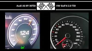 Audi A3 8Y 30TDI VS. VW Golf 6 2.0 TDI - Acceleration 0-100km/h