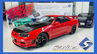 1:18 Nissan Skyline GT-R R34 (Red / NFS Payback) - Solido [Unboxing]