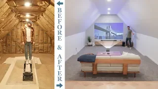 DIY ATTIC TO 4K HOME THEATER RENOVATION | how to remodel an attic.