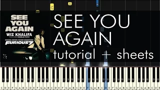 Wiz Khalifa - See You Again - Piano Tutorial + Sheets