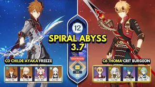 C0 Childe Freeze & C6 Thoma Burgeon | Spiral Abyss 3.7 Floor 12 9 Stars | Genshin Impact 3.7