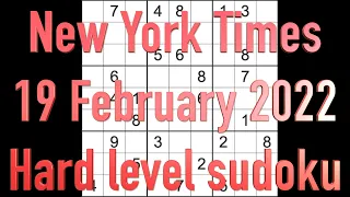 Sudoku solution New York Times sudoku 19 February 2022 Hard level