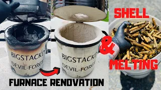 Bullet Shell Melting & Furnace Restoration - ASMR Metal Melting - BigStackD Casting Casings