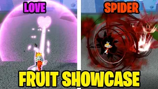 NEW SPIDER and LOVE fruits SHOWCASE in Blox Fruits || Roblox