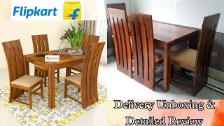 4 Seater Wooden Dining Table Review | Wood Dining Table From Flipkart | Unboxing & Detailed Review