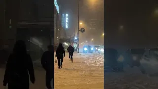 Toronto drivers making dangerous turns in a snowstorm