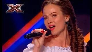 The actress from the professional theater sings the song "Kitty-Cat" on X Factor