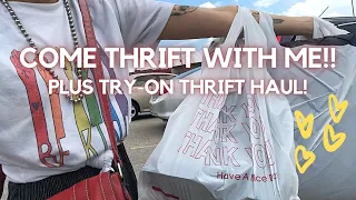 Come thrift with me + try-on thrift haul!